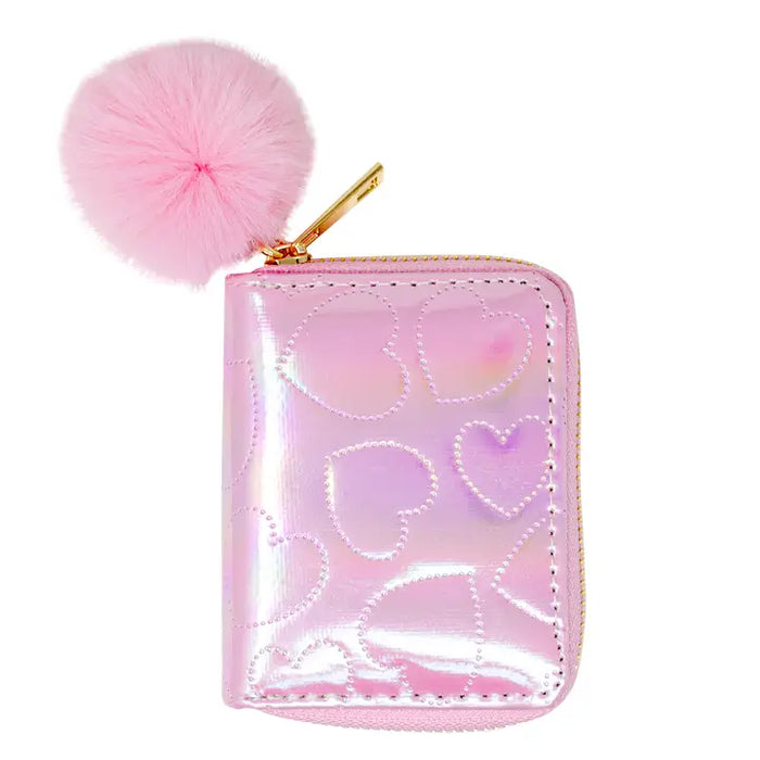 ZOMI GEMS SHINY DOTTED HEART WALLET PINK