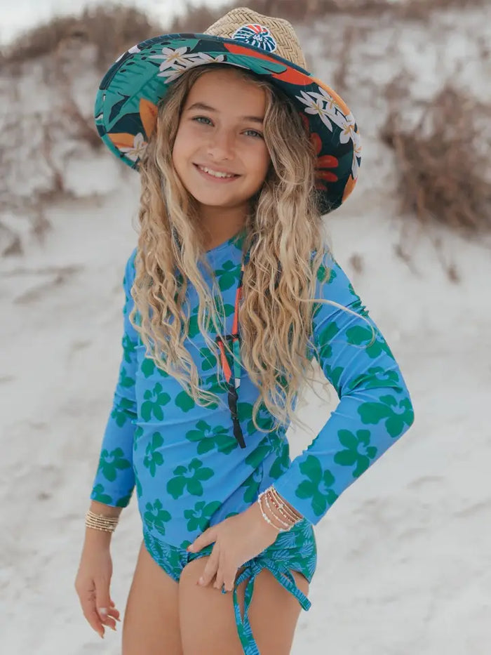 EMILY BLUE GREEN RASHGUARD SWIMSUIT