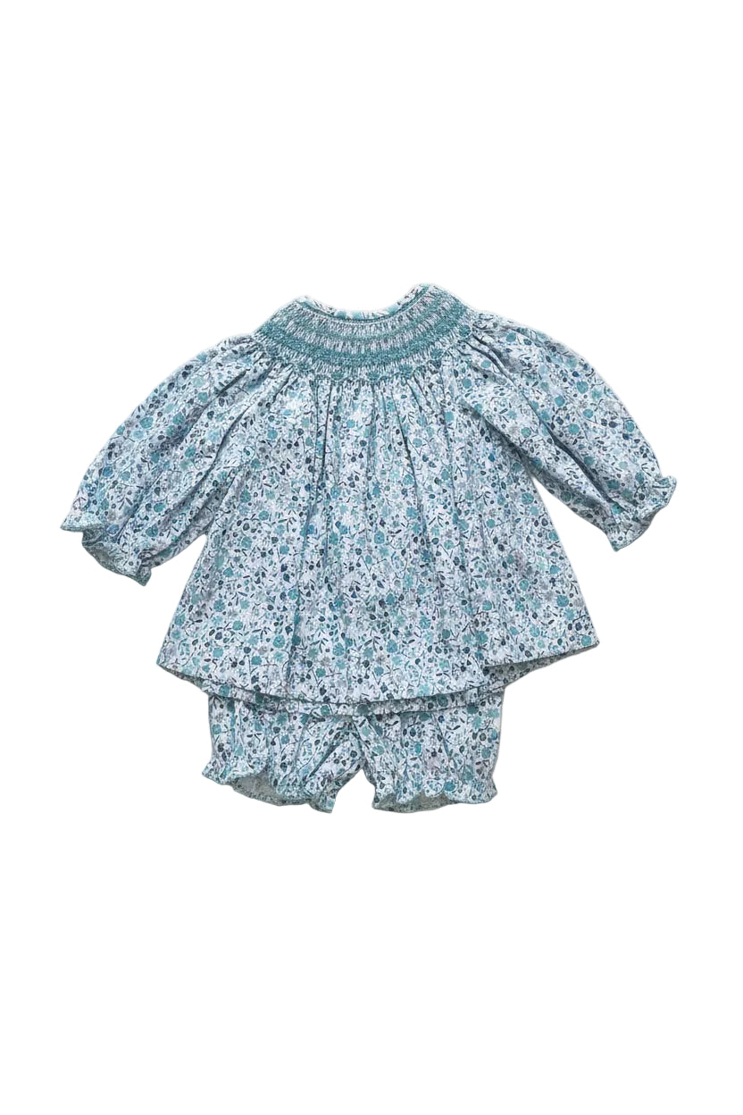 Aqua Smocked Bloomer Set