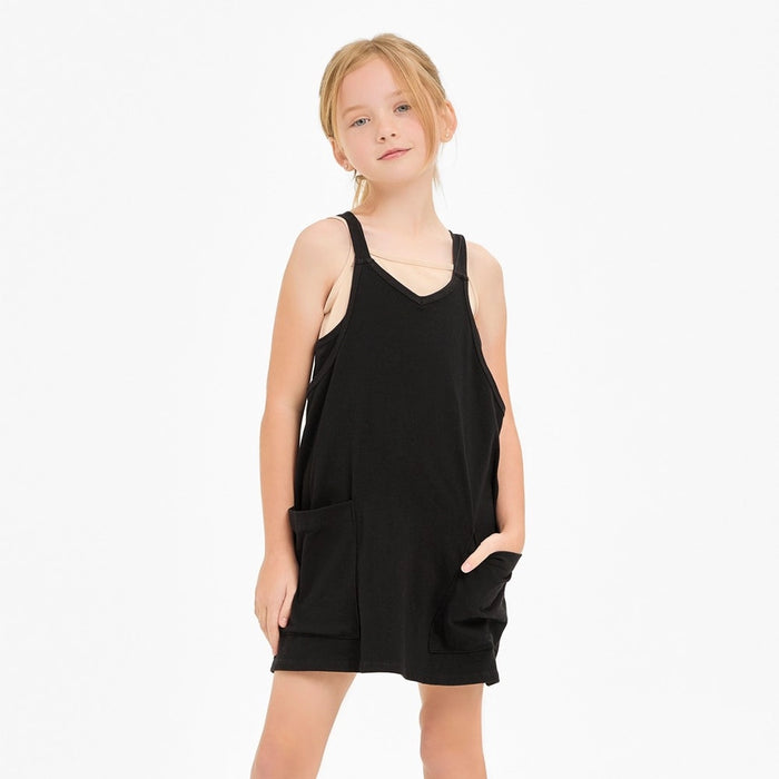 GOOD GIRL RELAXED TANK DRESS W/BUILT IN ROMPER BLACK