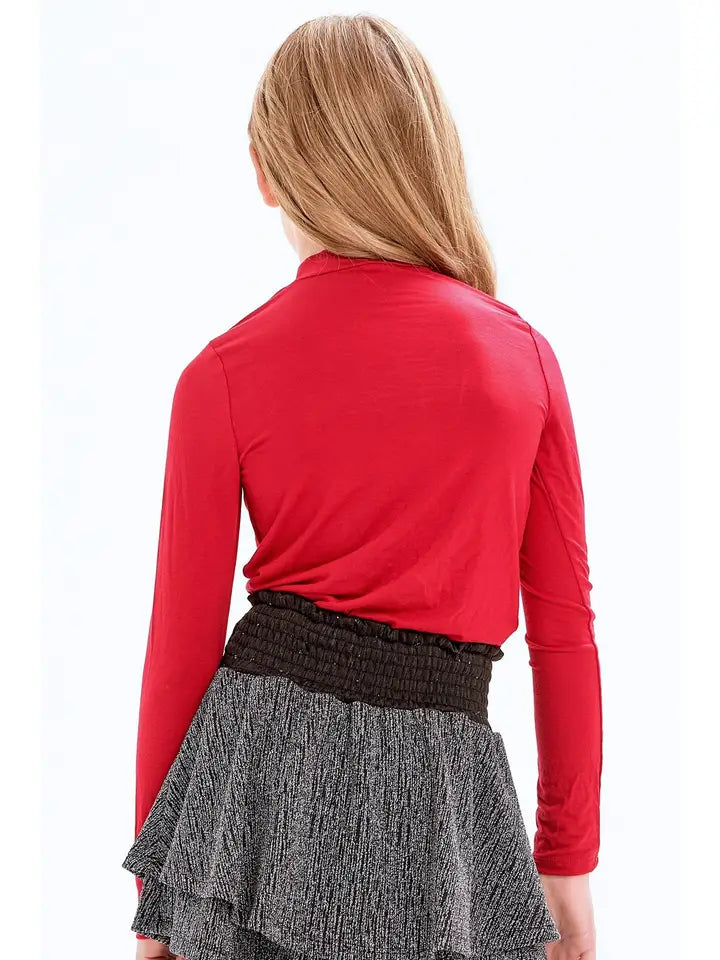 GOOD GIRL MOCK NECK KNIT TOP RED
