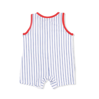 BASEBALL STRIPE SLEEVELESS SHORTIE ROMPER