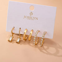 Crystal-Accented Gold Hoop Earring Set