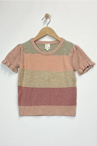 HEART AND ARROW TWEEN PUFF SLEEVE CROPPED SWEATER