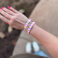 GRIFFIN ENAMEL STRETCH BRACELET PINK/PURPLE