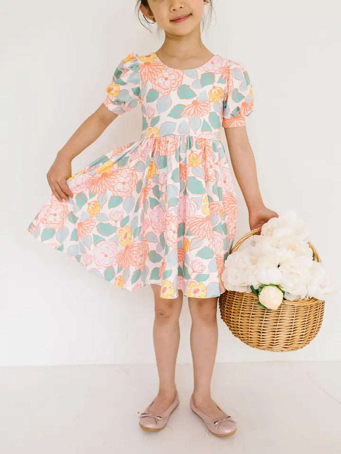 OLLIE JAY PUFF TWIRL DRESS IN SOFT FLORAL