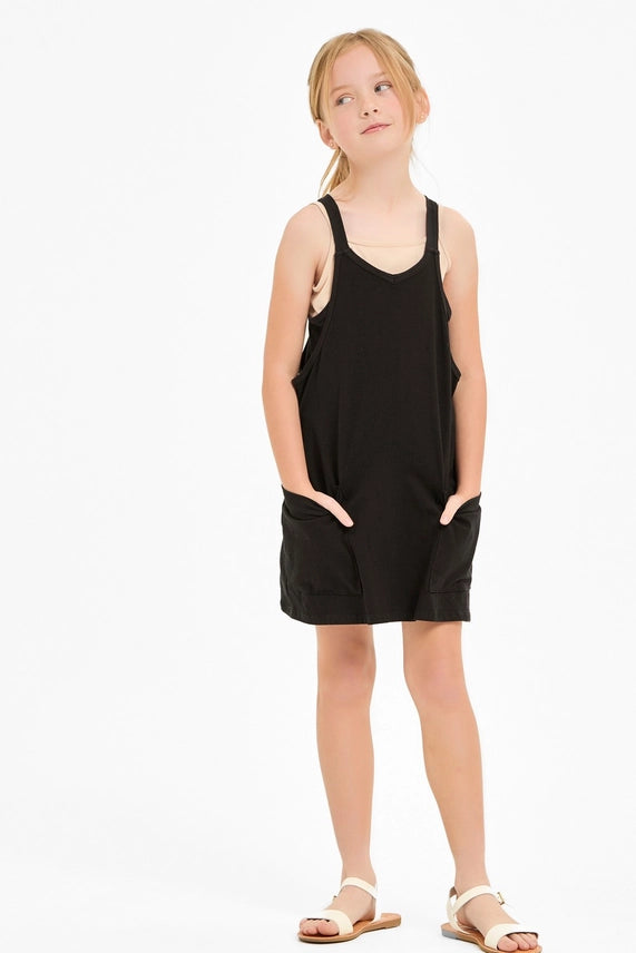 GOOD GIRL RELAXED TANK DRESS W/BUILT IN ROMPER BLACK