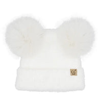 INFANT DOUBLE POM CHENILLE BEANIE IVORY