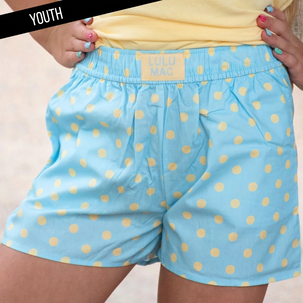 Polka Dot Kids Shorts Light Blue/Butter