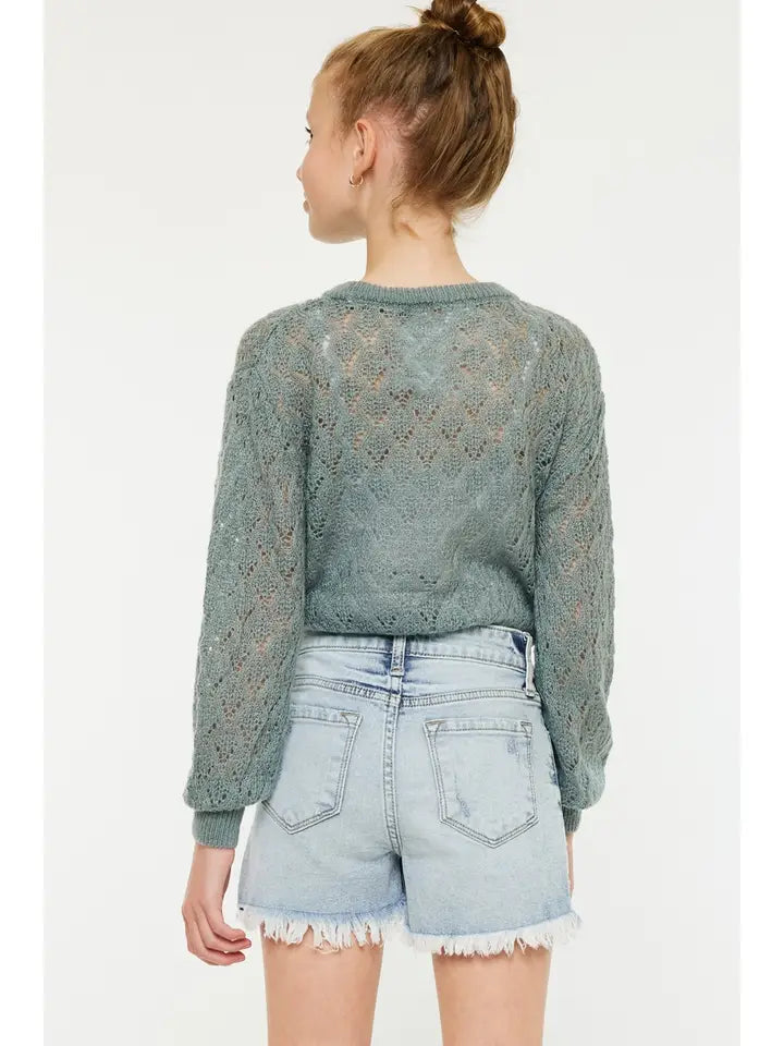 GIRLS HIGH RISE MOM SHORT