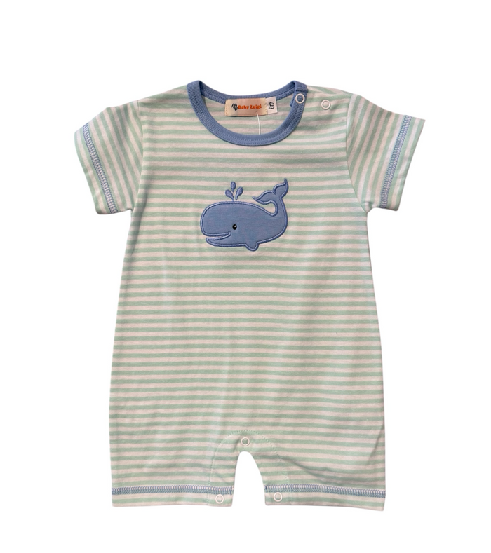 LUIGI LIGHT JADE STRIPE WHALE ROMPER