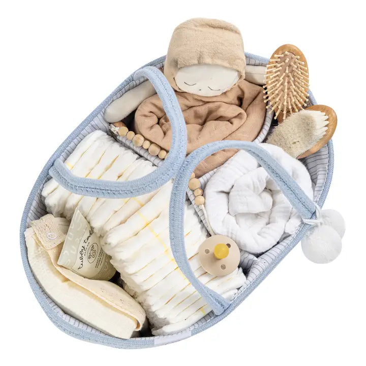 FEPHAS COTTON ROPE DIAPER CADDY MISTY BLUE