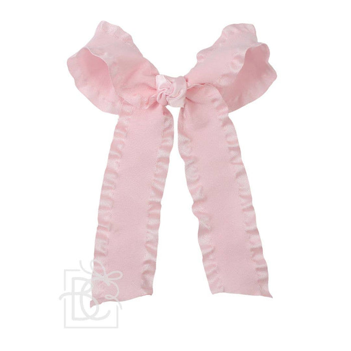 DOUBLE RUFFLE TAIL BOW LARGE LIGHT PINK