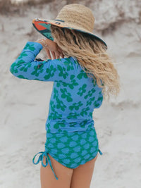 EMILY BLUE GREEN RASHGUARD SWIMSUIT