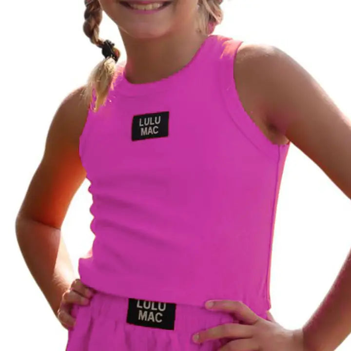 LULU MAC HOT PINK KIDS SOLID TANK