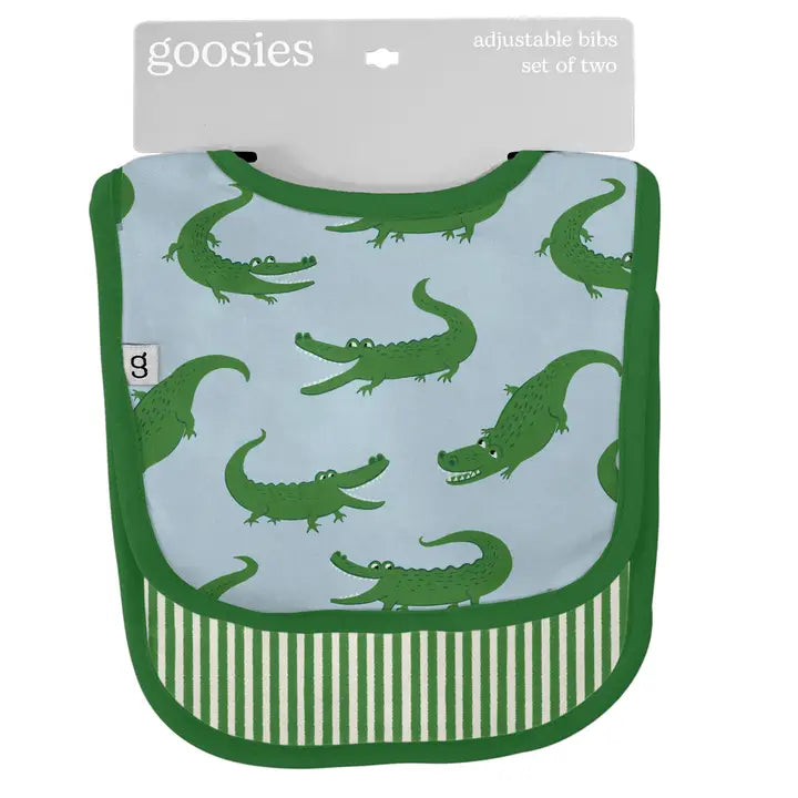 GOOSIES BIB SET BLUE ALLIGATORS
