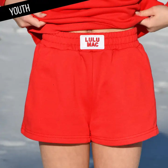 RED TERRY CLOTH SHORTS