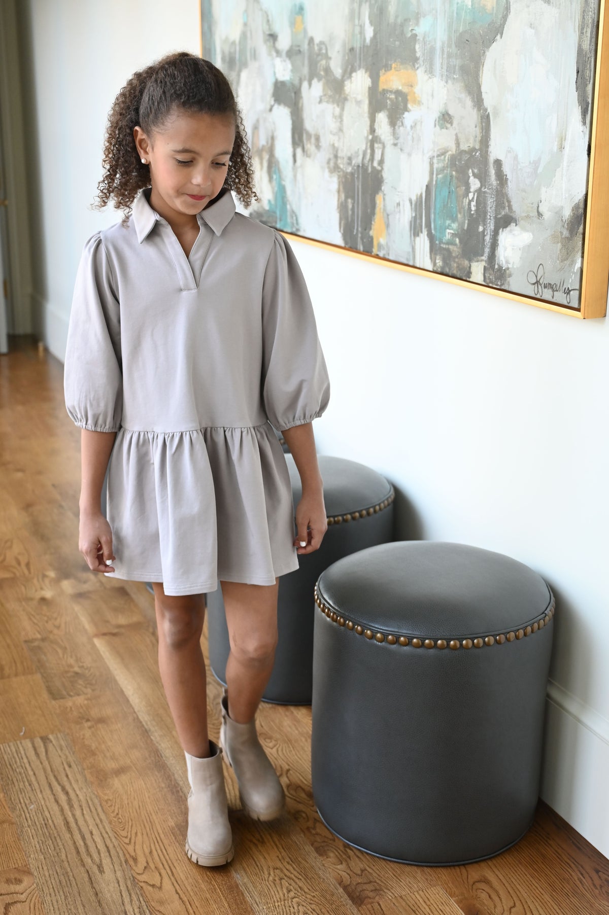 PLEAT SIBLEY SWEATSHIRT DRESS CLOUD