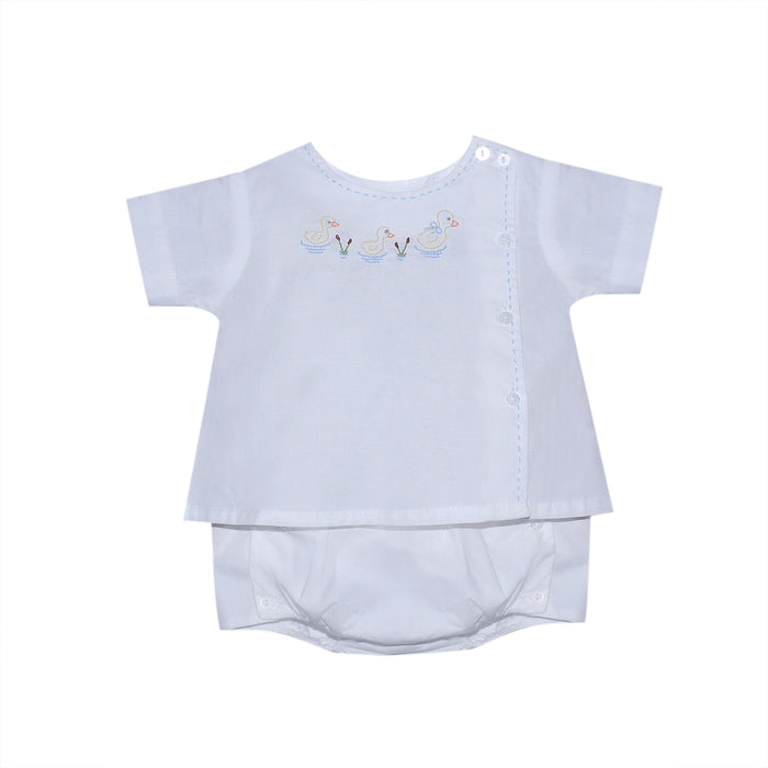 BABY SEN WHITE RILEY DIAPER SET DUCKS