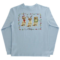 J. BAILEY LOGO TEE CHRISTMAS LABS ON LIGHT BLUE