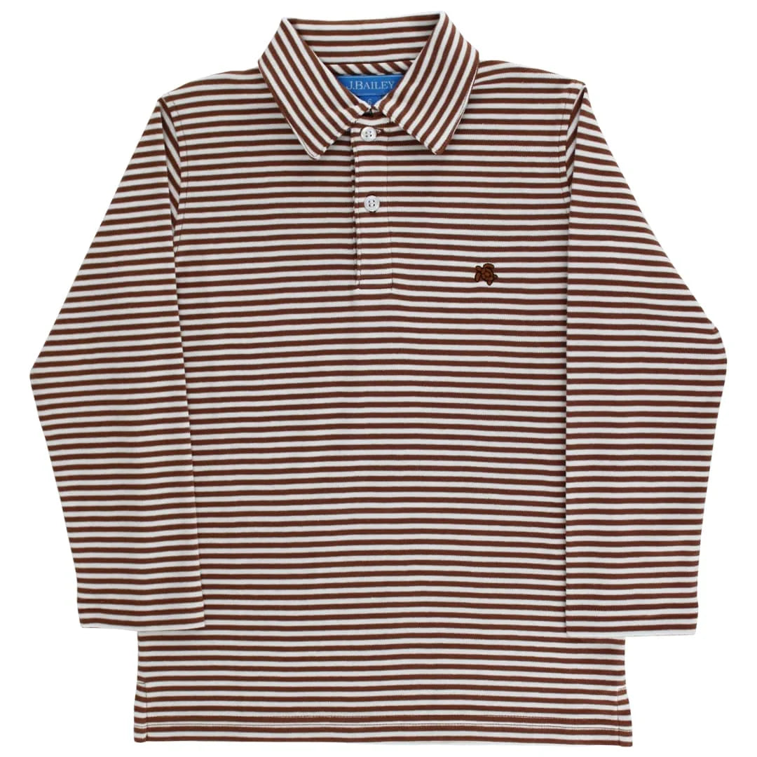 LS Striped Polo Brown/White Stripe