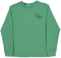 Green long-sleeve shirt with a logo on the chest against a white background