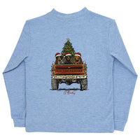 t-shirt dogs in back of a truck christmas themed