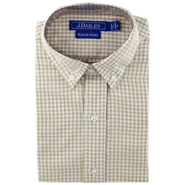 Roscoe Button Down Shirt Khaki Check