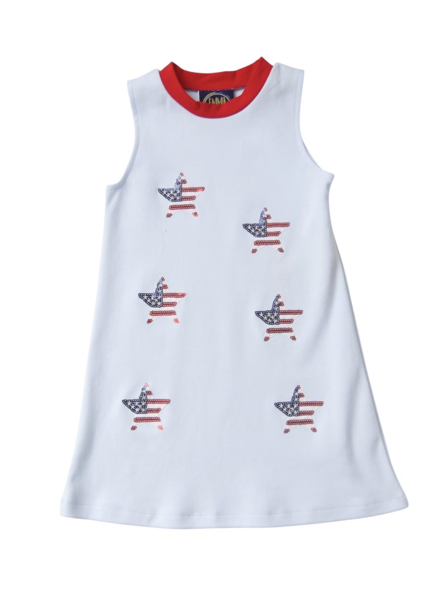 SPARKLE STARS APPLIQUE TANK DRESS