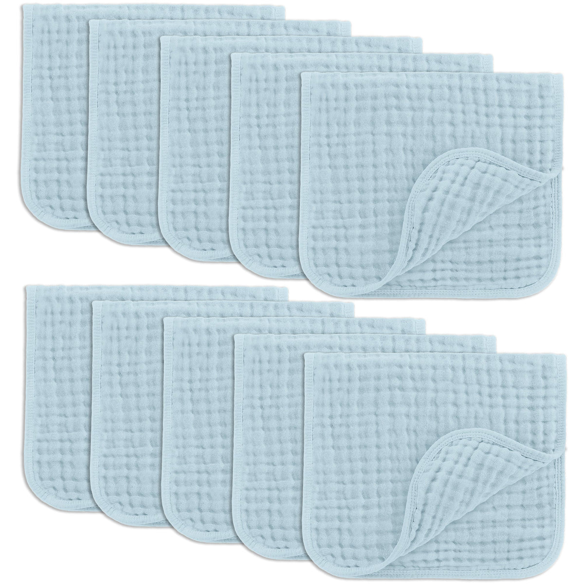 COMFY CUBS SKY BLUE MUSLIN BURP CLOTH 10 PACK