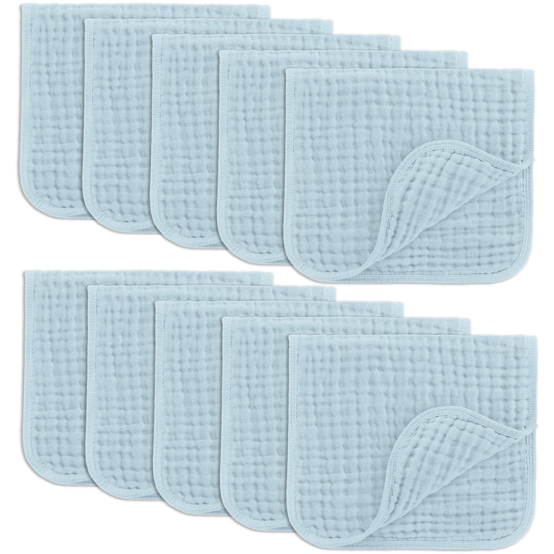 COMFY CUBS SKY BLUE MUSLIN BURP CLOTH 10 PACK
