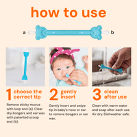 Oogiebear Baby Booger and Ear Wax Picker (2-pack): Raspberry and Seafoam