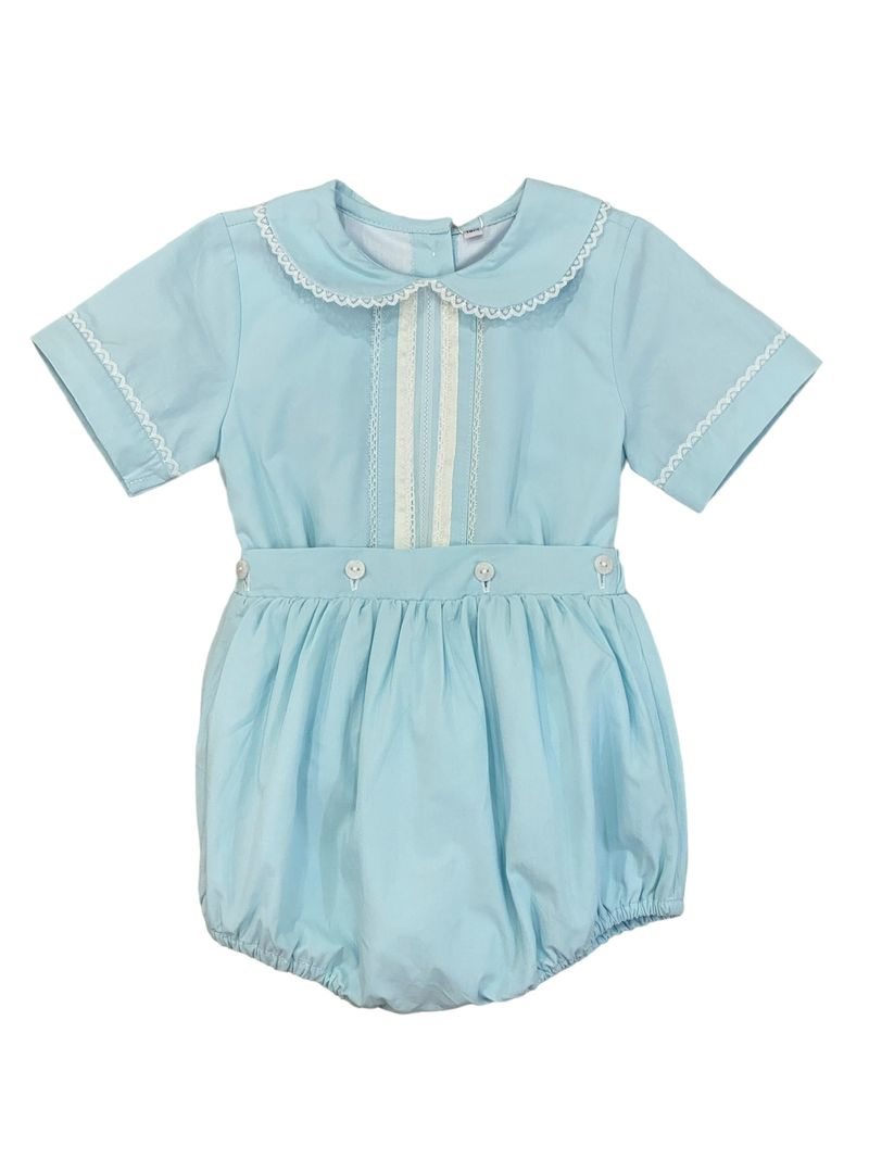 LULU BEBE BLUE LACE BUTTON ON BLOOMER SET