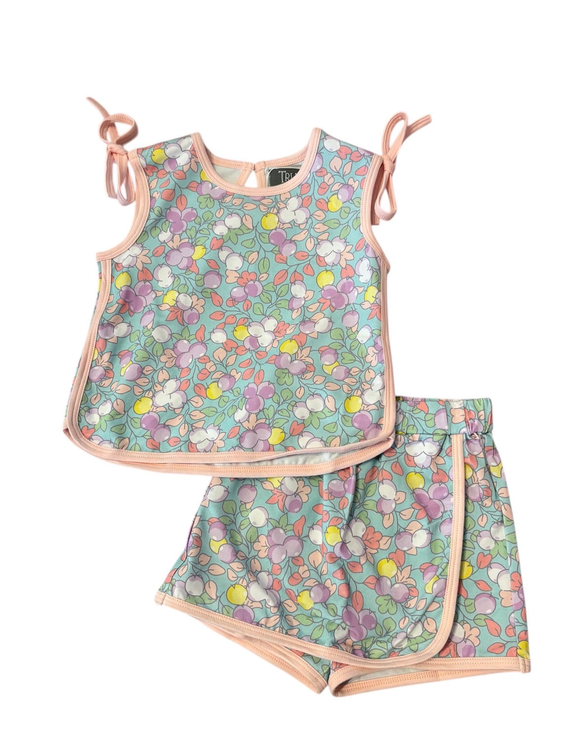 GREEN FLORAL TIE TOP SET