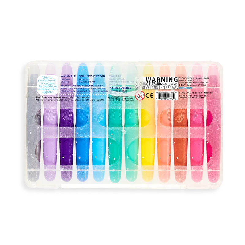 OOLY RAINBOW SPARKLE METALLIC WATERCOLOR GEL CRAYONS