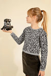 MOLLY BRACKEN GIRLS LEOPARD CROPPED SWEATER