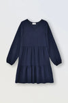 MOLLY BRACKEN GIRLS NAVY BLUE RUFFLE FLARE DRESS