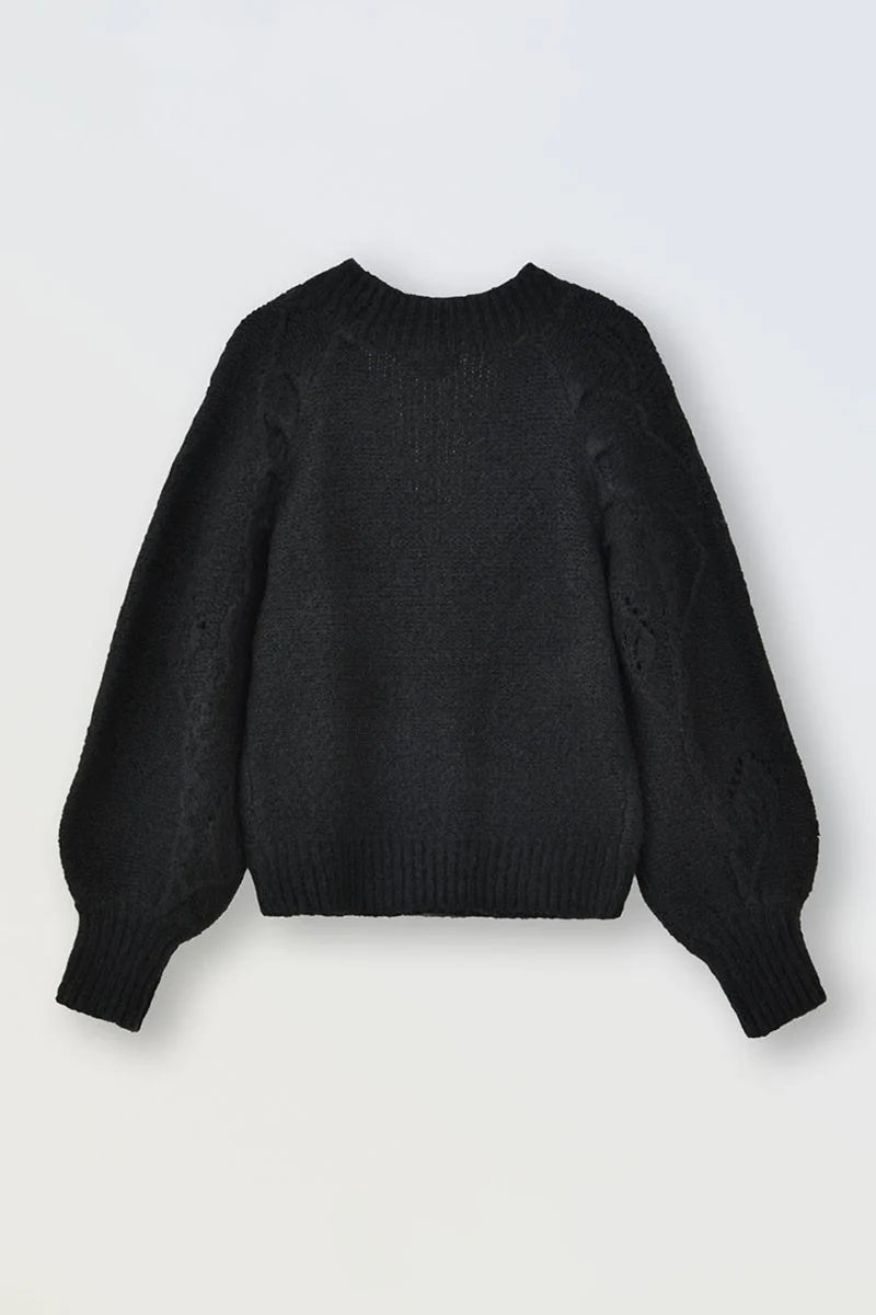 MOLLY BRACKEN GIRLS POINTELLE KNIT CARDIGAN BLACK