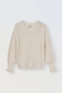 MOLLY BRACKEN GIRLS KNITTED CREAM SWEATER WITH RUFFLE CUFFS