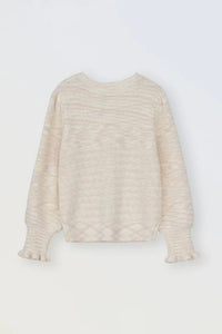 MOLLY BRACKEN GIRLS KNITTED CREAM SWEATER WITH RUFFLE CUFFS