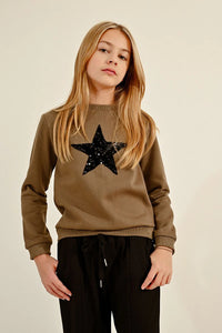 MOLLY BRACKEN GIRLS SWEATSHIRT WITH SEQUIN STAR PATTERN