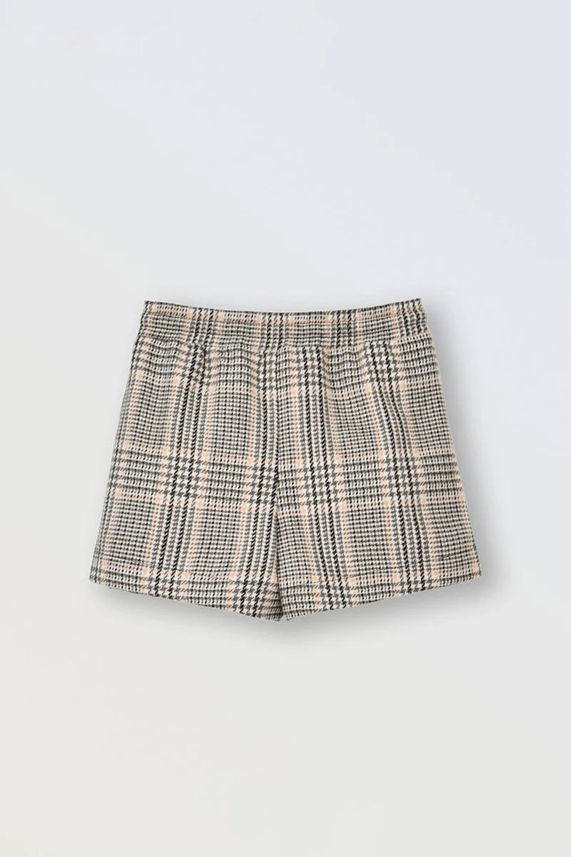 MOLLY BRACKEN GIRLS CHECKED SHORT BEIGE