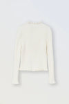 MOLLY BRACKEN GIRLS RIBBED RUFFLED SWEATER OFF WHITE