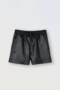 MOLLY BRACKEN GIRLS FAUX LEATHER SHORTS BLACK