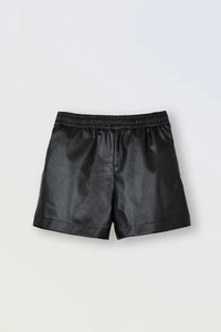 MOLLY BRACKEN GIRLS FAUX LEATHER SHORTS BLACK