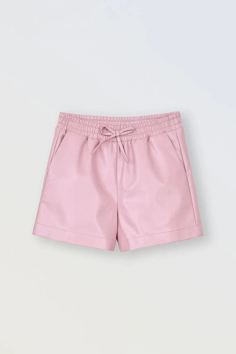 MOLLY BRACKEN GIRLS FAUX LEATHER SHORTS LIGHT PINK