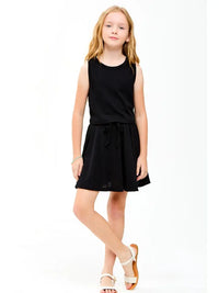 Thermal Knit Crop Top & Skort Set Black