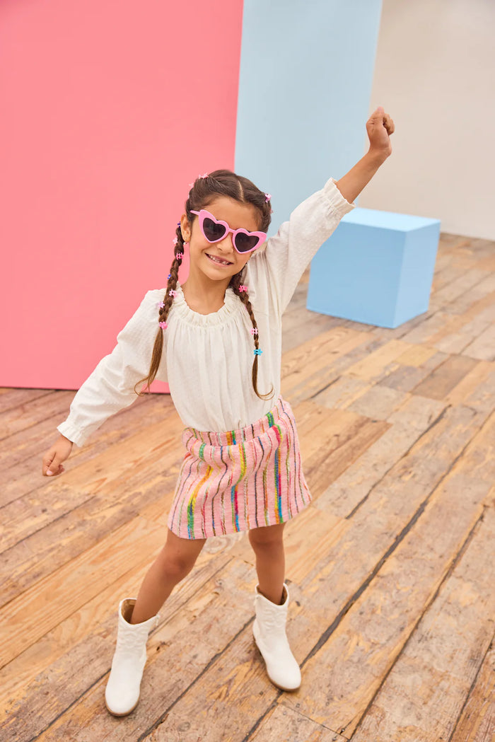 BISBY MINI SKIRT WAVY PINK MULTI WOOL