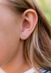 Sterling Silver Screw-Back Infinity Cross Baptism Earrings