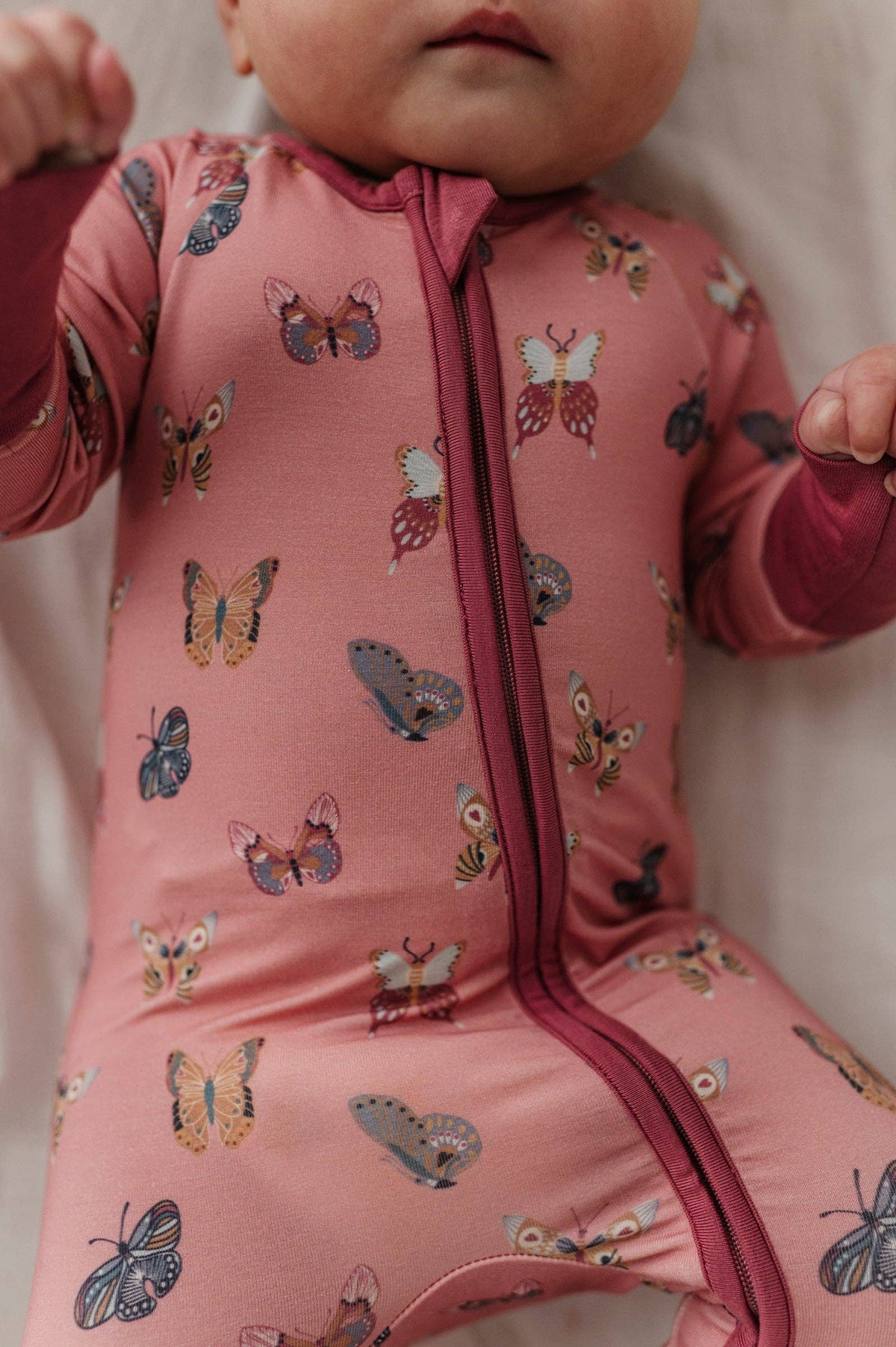 Babysprouts Long Sleeve Zip Romper in Butterfly Bloom